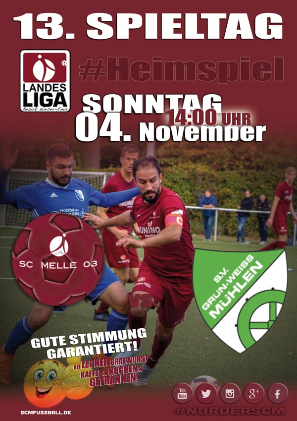 Spieltag 13 Fußball Landesliga Weser-Ems 18/19 SC MELLE 03 gegen SV GW Mühlen